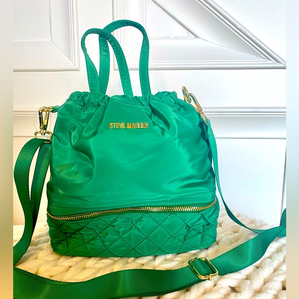 NWOT Steve Madden Green Quilted Drawstring Shoulder Bag